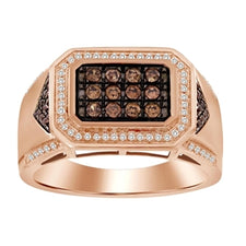 men s ring 1 2 ct round chocolate diamond 10k rose gold