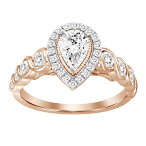 LADIES RING 1/2 CT ROUND DIAMOND 14K ROSE GOLD