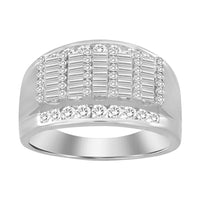 Thumbnail for MEN'S RING 1 CT ROUND/BAGUETTE DIAMOND 10K WHITE GOLD