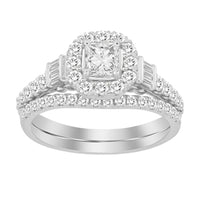 Thumbnail for LADIES BRIDAL RING SET 1 CT ROUND/PRINCESS/BAGUETTE DIAMOND 14K WHITE GOLD