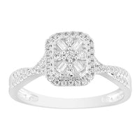 Thumbnail for LADIES ENGAGEMENT RING 1/4 CT ROUND/BAGUETTE DIAMOND 10K WHITE GOLD