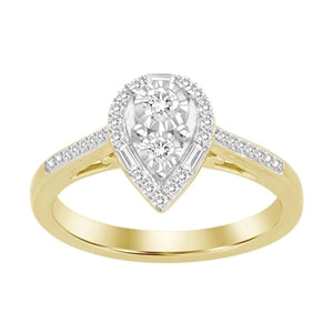 LADIES ENGAGEMENT RING 1/4 CT ROUND/BAGUETTE DIAMOND 10K ROSE GOLD
