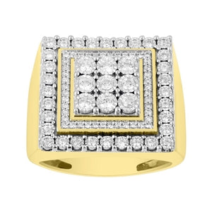 MEN'S RING 3/4 CT ROUND DIAMOND 10K YELLOW GOLD