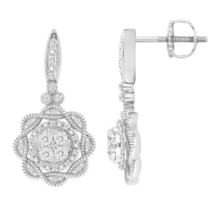 LADIES EARRING 1/3 CT ROUND DIAMOND 10K WHITE GOLD
