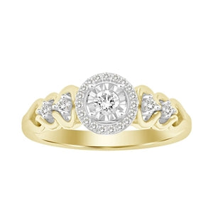 LADIES ENGAGEMENT RING 1/6 CT ROUND DIAMOND 10K YELLOW GOLD