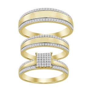 LADIES TRIO SET 1/2 CT ROUND DIAMOND 10K WHITE GOLD