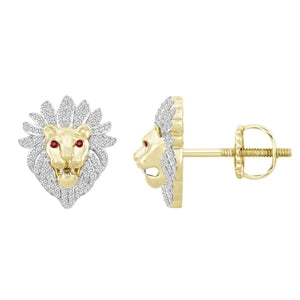 MEN'S EARRING 1/2 CT ROUND DIAMOND 10K YELLOW GOLD