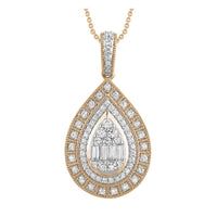 Thumbnail for LADIES PENDANT 1/2 CT ROUND/BAGUETTE DIAMOND 10K ROSE GOLD