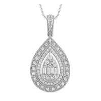 Thumbnail for LADIES PENDANT 1/2 CT ROUND/BAGUETTE DIAMOND 10K WHITE GOLD
