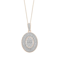 Thumbnail for LADIES PENDANT 1/2 CT ROUND/BAGUETTE DIAMOND 10K ROSE GOLD