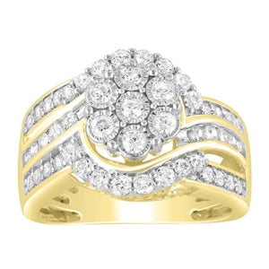 LADIES RING 1 CT ROUND DIAMOND 10K YELLOW GOLD