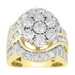 LADIES RING 3 CT ROUND DIAMOND 10K WHITE GOLD