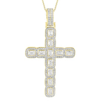 Thumbnail for MEN'S CROSS 2 CT ROUND DIAMOND 10K YELLOW GOLD