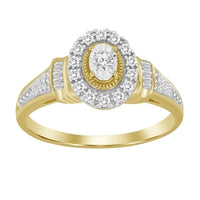 Thumbnail for LADIES RING 1/4 CT ROUND/BAGUETTE DIAMOND 10K YELLOW GOLD