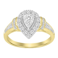 Thumbnail for LADIES RING 1/3 CT ROUND/BAGUETTE DIAMOND 10K YELLOW GOLD