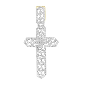 MEN'S CHARM 2 CT ROUND DIAMOND 10K YELLOW GOLD