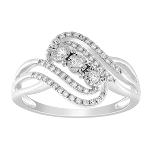 LADIES RING 1/5 CT ROUND DIAMOND 10K WHITE GOLD