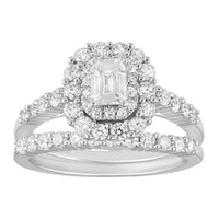 Thumbnail for LADIES BRIDAL RING SET 1 1/4 CT ROUND/EMERALD DIAMOND 14K WHITE GOLD