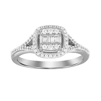 Thumbnail for LADIES RING 1/4 CT ROUND/BAGUETTE DIAMOND 10K WHITE GOLD