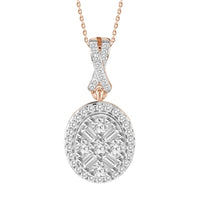 Thumbnail for LADIES PENDANT 1/5 CT ROUND/BAGUETTE DIAMOND 10K ROSE GOLD