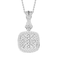 Thumbnail for LADIES PENDANT 1/5 CT ROUND/BAGUETTE DIAMOND 10K WHITE GOLD