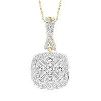 Thumbnail for LADIES PENDANT 1/5 CT ROUND/BAGUETTE DIAMOND 10K YELLOW GOLD