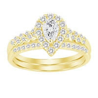 Thumbnail for LADIES BRIDAL RING SET 1/2 CT PEAR/ROUND DIAMOND 14K YELLOW GOLD