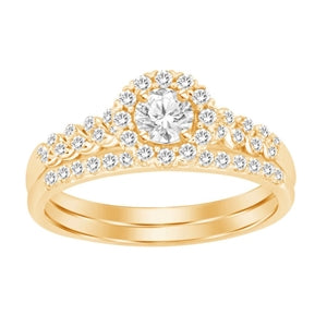 LADIES BRIDAL RING SET 1/2 CT ROUND DIAMOND 14K ROSE GOLD