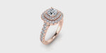 Round Shape 14-Karat Double Halo Diamond Engagement Ring with Large Side Diamonds-Angelucci-Jewelry