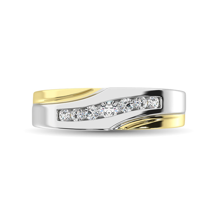 10K Two Tone Gold 1/4 Ct.Tw. Diamond Mens Band