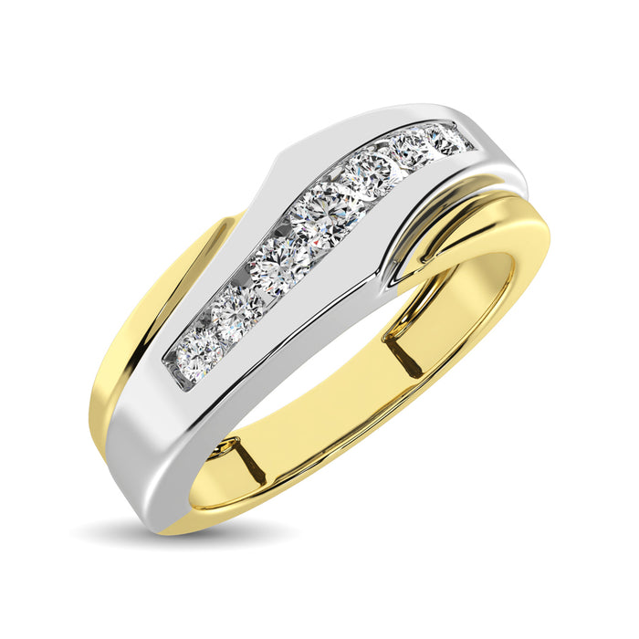 10K Two Tone Gold 1/4 Ct.Tw. Diamond Mens Band