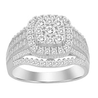 Thumbnail for LADIES RING 1 CT ROUND/BAGUETTE DIAMOND 10K WHITE GOLD