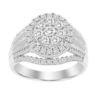 Thumbnail for LADIES RING 1 CT ROUND/BAGUETTE DIAMOND 10K WHITE GOLD