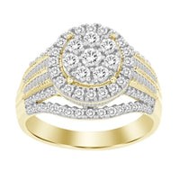 Thumbnail for LADIES RING 1 CT ROUND/BAGUETTE DIAMOND 10K YELLOW GOLD