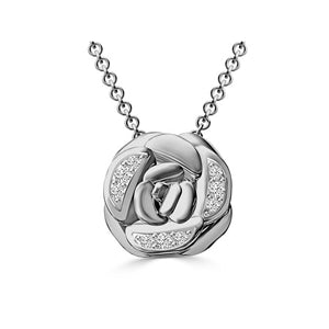 LADIES NECKLACE 1/6 CT ROUND DIAMOND 10K WHITE GOLD