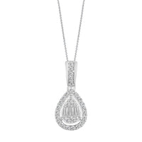 Thumbnail for LADIES PENDANT 1/4 CT ROUND/BAGUETTE DIAMOND 14K WHITE GOLD