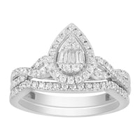 Thumbnail for LADIES RING 1/2 CT ROUND/BAGUETTE DIAMOND 14K WHITE GOLD