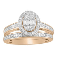 Thumbnail for LADIES RING 1/2 CT ROUND/BAGUETTE DIAMOND 14K ROSE GOLD