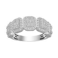 Thumbnail for LADIES RING 1 CT ROUND/BAGUETTE DIAMOND 14K WHITE GOLD