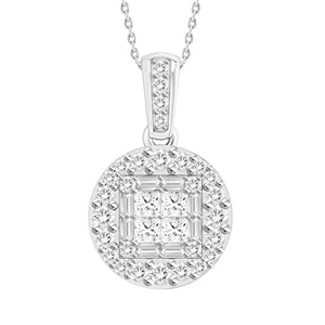 LADIES PENDANT 1/2 CT ROUND/PRINCESS/BAGUETTE DIAMOND 10K ROSE GOLD