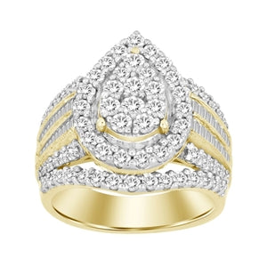 LADIES RING 3 CT ROUND/BAGUETTE DIAMOND 10K YELLOW GOLD