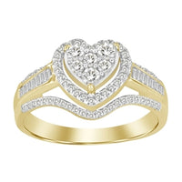 Thumbnail for LADIES RING 1/2 CT ROUND/BAGUETTE DIAMOND 10K YELLOW GOLD