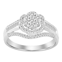 Thumbnail for LADIES RING 1/2 CT ROUND/BAGUETTE DIAMOND 10K WHITE GOLD