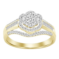 Thumbnail for LADIES RING 1/2 CT ROUND/BAGUETTE DIAMOND 10K YELLOW GOLD