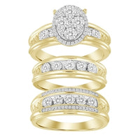 Thumbnail for LADIES TRIO SET 1/2 CT ROUND DIAMOND 10K YELLOW GOLD