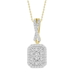 LADIES PENDANT 1/5 CT ROUND/BAGUETTE DIAMOND 10K ROSE GOLD