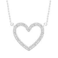 Thumbnail for LADIES NECKLACE 1/5 CT ROUND/BAGUETTE DIAMOND 10K WHITE GOLD