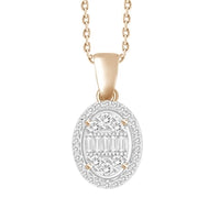 Thumbnail for LADIES PENDANT 1/5 CT ROUND/BAGUETTE DIAMOND 10K ROSE GOLD