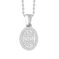 Thumbnail for LADIES PENDANT 1/5 CT ROUND/BAGUETTE DIAMOND 10K WHITE GOLD
