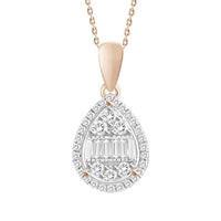 Thumbnail for LADIES PENDANT 1/5 CT ROUND/BAGUETTE DIAMOND 10K ROSE GOLD